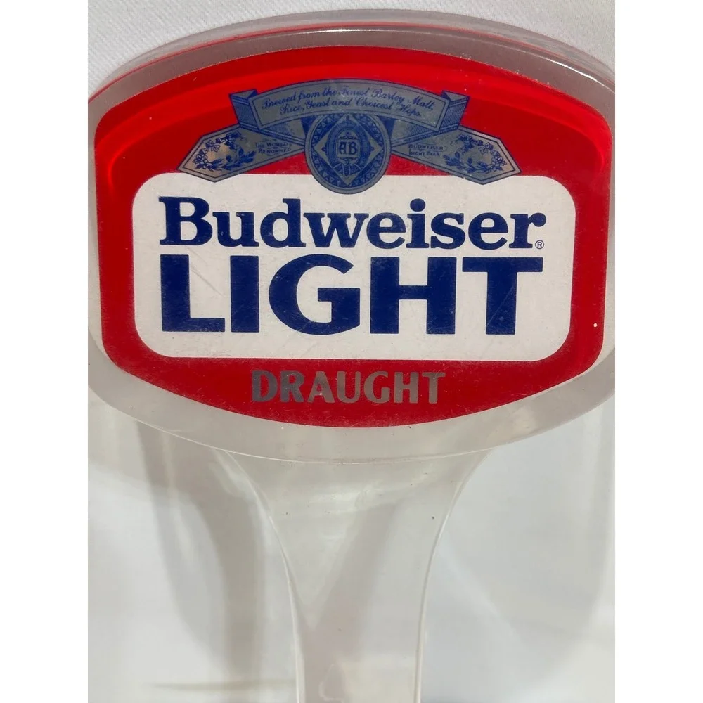 Budweiser Light Beer Tap Handle Unisex Clear Red Draught Acrylic Vintage Bar